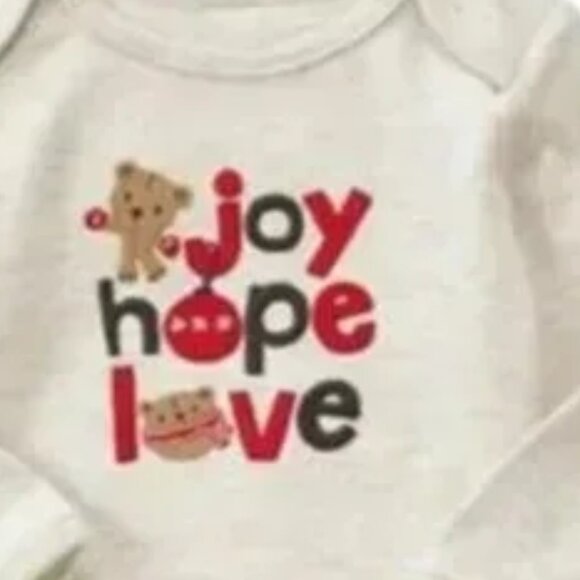 NEW Gymboree Bear Ornament Joy Hope Love Embroidery Long Sleeve Onesie Bodysuit - Picture 2 of 2